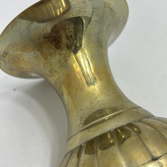 Vintage Solid Brass Vase Made In India 8 Inches Tall - Picture 6 of 7